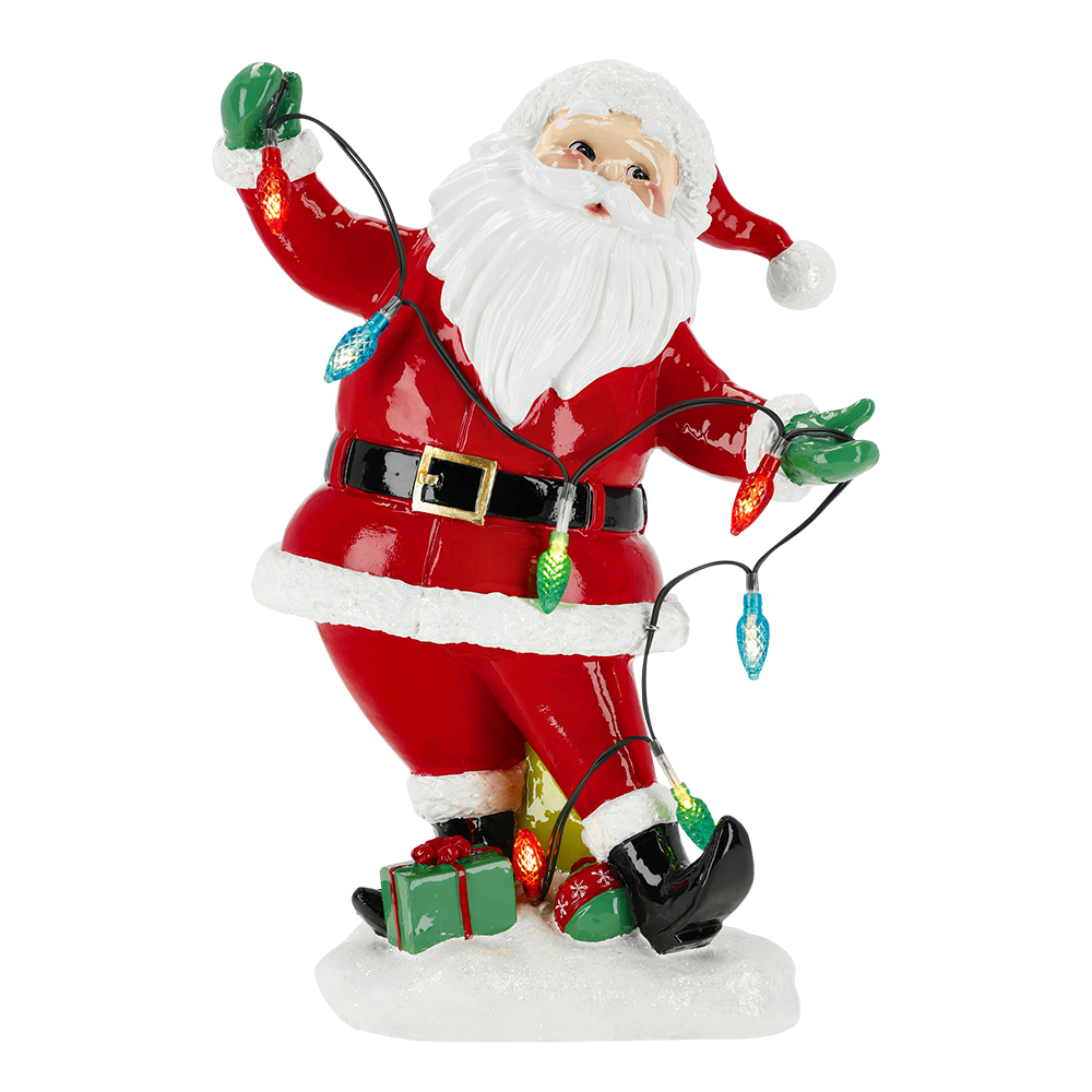 Viv! Christmas Tabletop Figure - Santa w/ Vintage LED Lights - Red - 31 cm