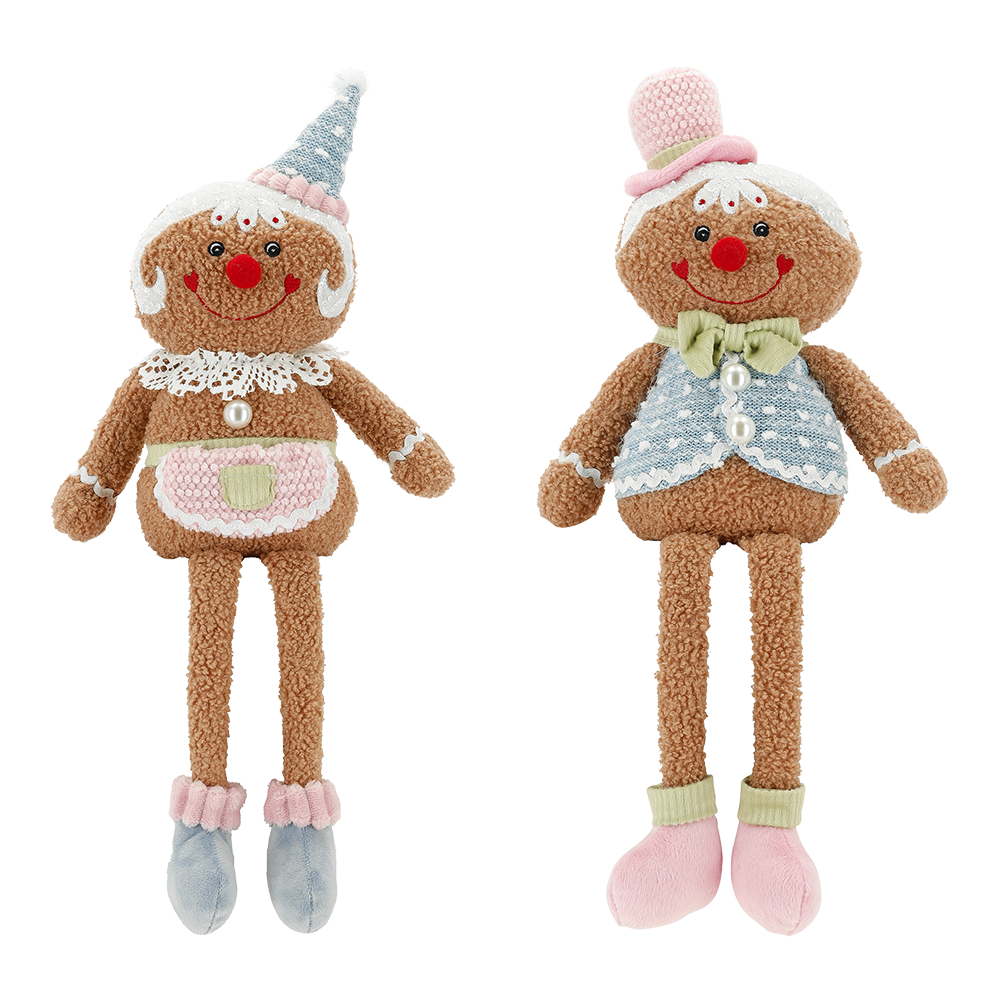 Viv! Christmas Weihnachtsfigur - Lebkuchen-Stoffpuppen - 2er-Set - Pastellrosa - 58 cm