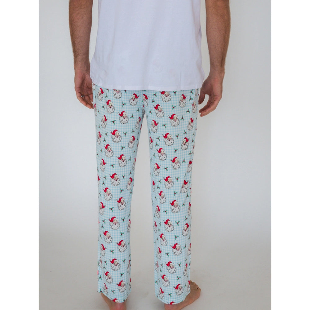 RuffleButts - Heren Kerst Pyjamabroek - Dear Santa Blauw - Bamboe Viscose