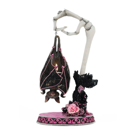 Katherine's Collection Halloween - Pink Panic Possession - Lacey Bat Luminary Votive Holder - 39cm