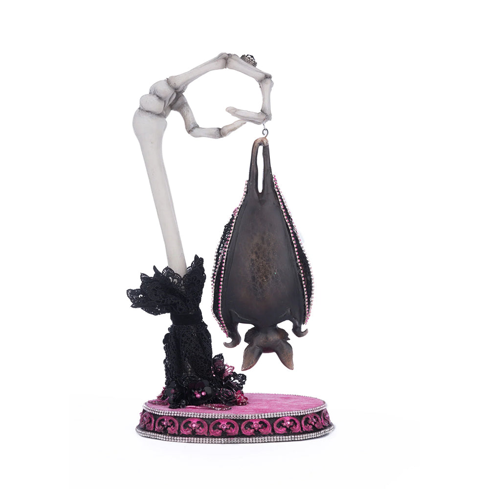 Katherine's Collection Halloween - Pink Panic Possession - Lacey Bat Luminary Votive Holder - 39cm