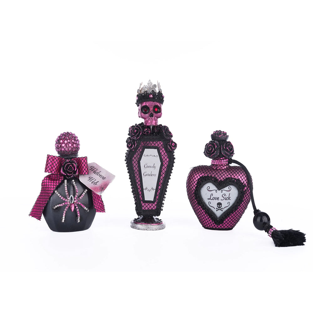 Katherine's Collection Halloween - Pink Panic Possession - Vanity Potion Bottles - set of 3 - 18cm