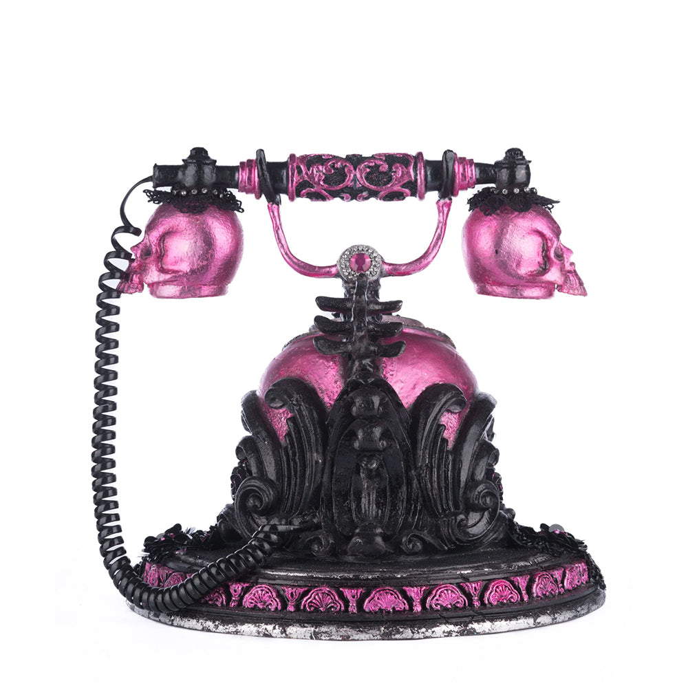 Katherine's Collection Halloween - Pink Panic Possession - Skull And Roses Phone Tabletop - 28cm