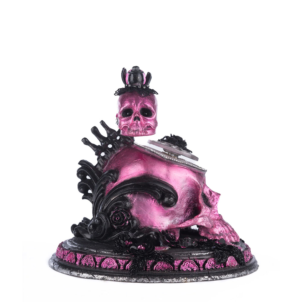 Katherine's Collection Halloween - Pink Panic Possession - Skull And Roses Phone Tabletop - 28cm