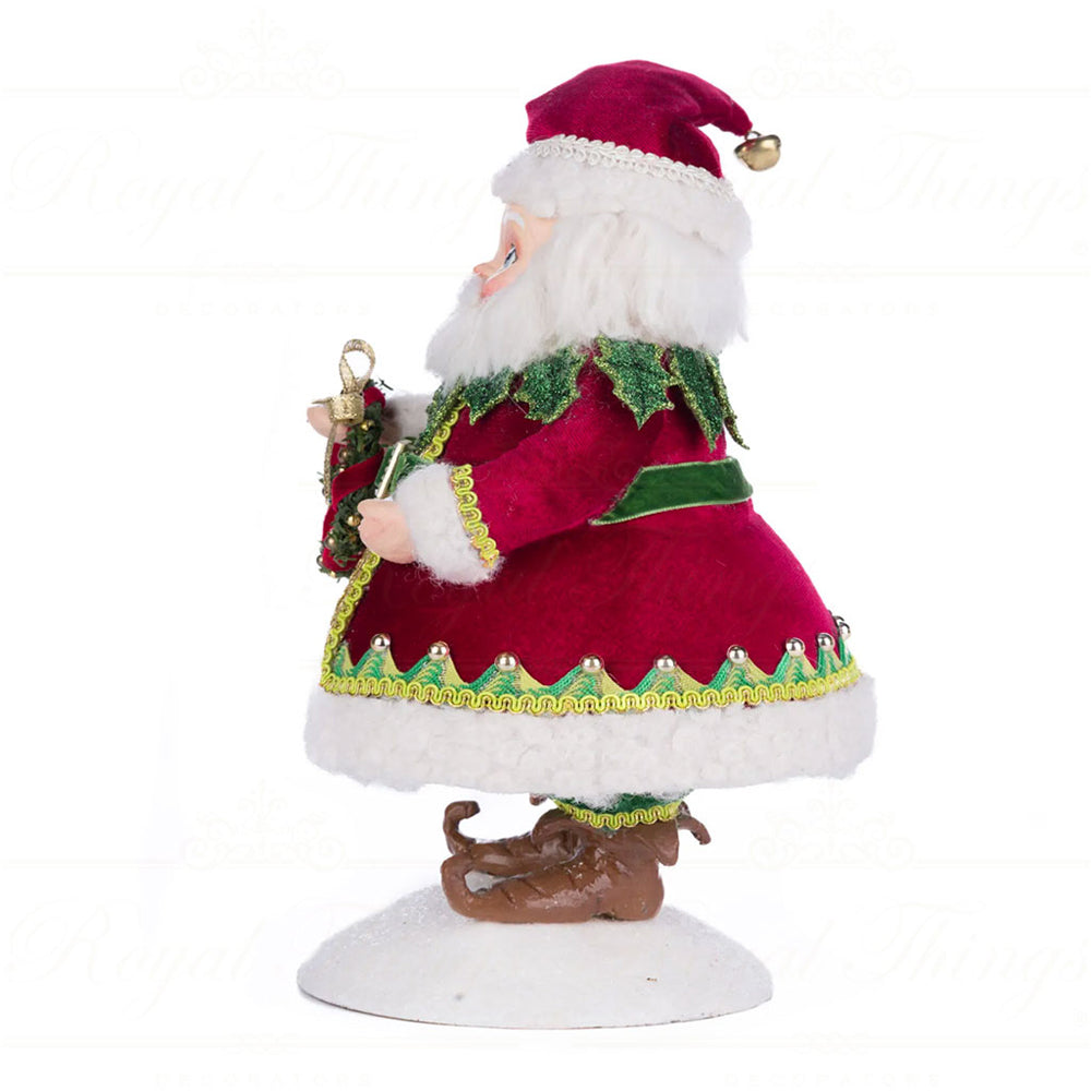Katherine's Collection Kerst - Village of Holly Woods - Silly Santa w/ Wreath - 28cm