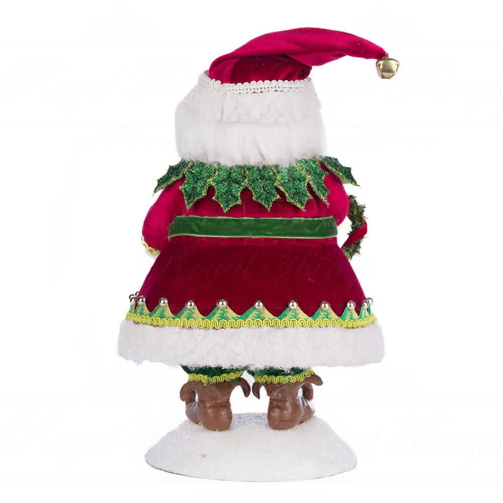 Katherine's Collection Kerst - Village of Holly Woods - Silly Santa w/ Wreath - 28cm