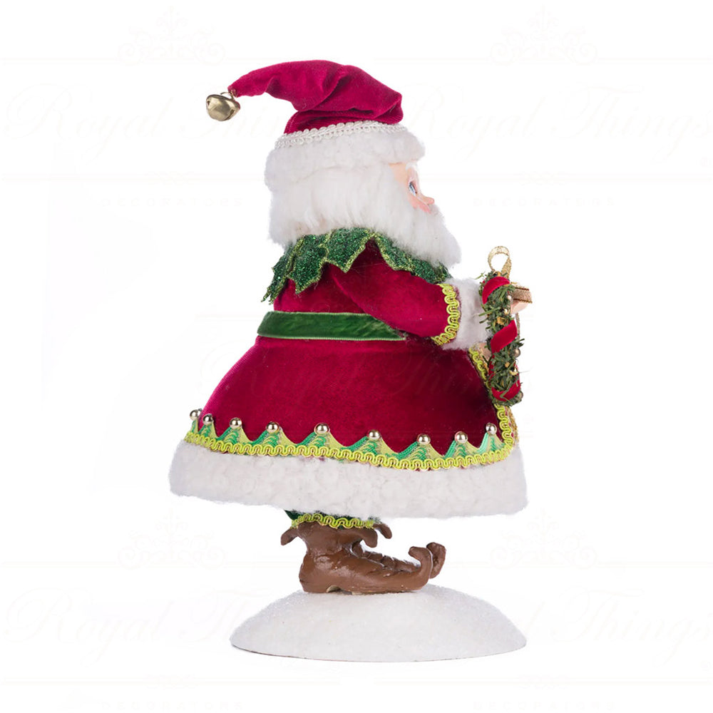 Katherine's Collection Kerst - Village of Holly Woods - Silly Santa w/ Wreath - 28cm