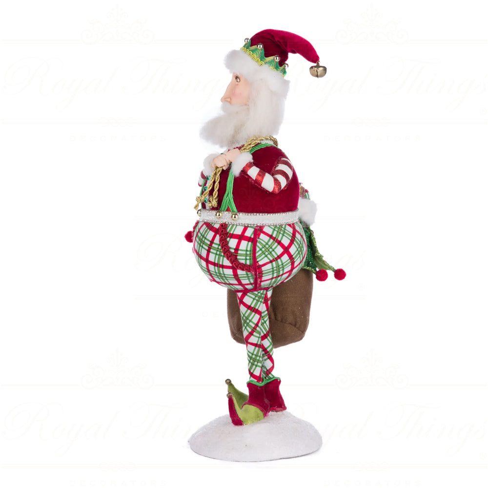Katherine's Collection Kerst - Village of Holly Woods - Silly Santa w/ Bag - 37cm
