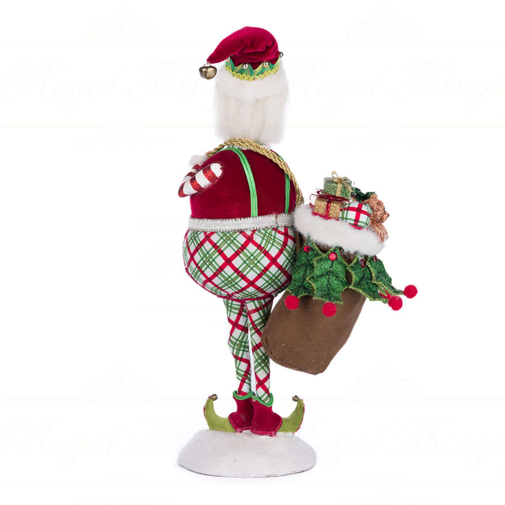 Katherine's Collection Kerst - Village of Holly Woods - Silly Santa w/ Bag - 37cm