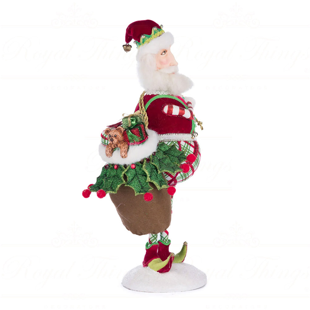 Katherine's Collection Kerst - Village of Holly Woods - Silly Santa w/ Bag - 37cm