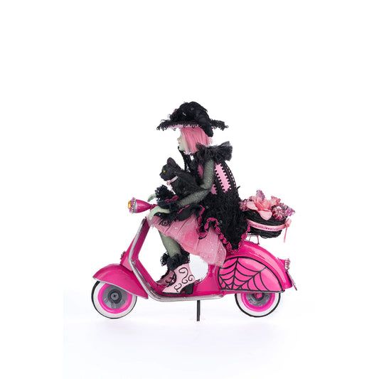 Katherine's Collection Halloween - Pink Panic Possession - Rosalie Witch On Vespa Tabletop - 29cm