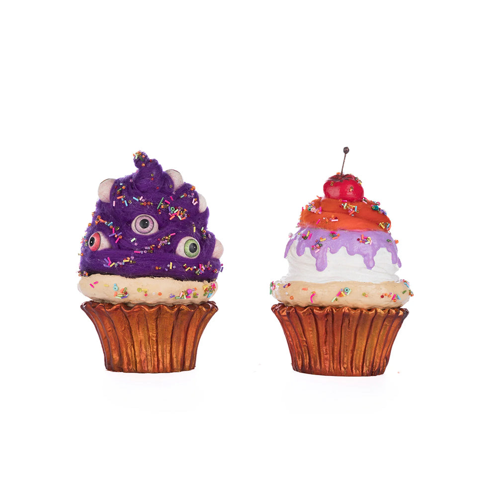 Katherine's Collection Halloween - Broomstick Acres - Creepy Cupcakes Crazy Eyes And Crabby Crumbs - set of 2 - 20cm