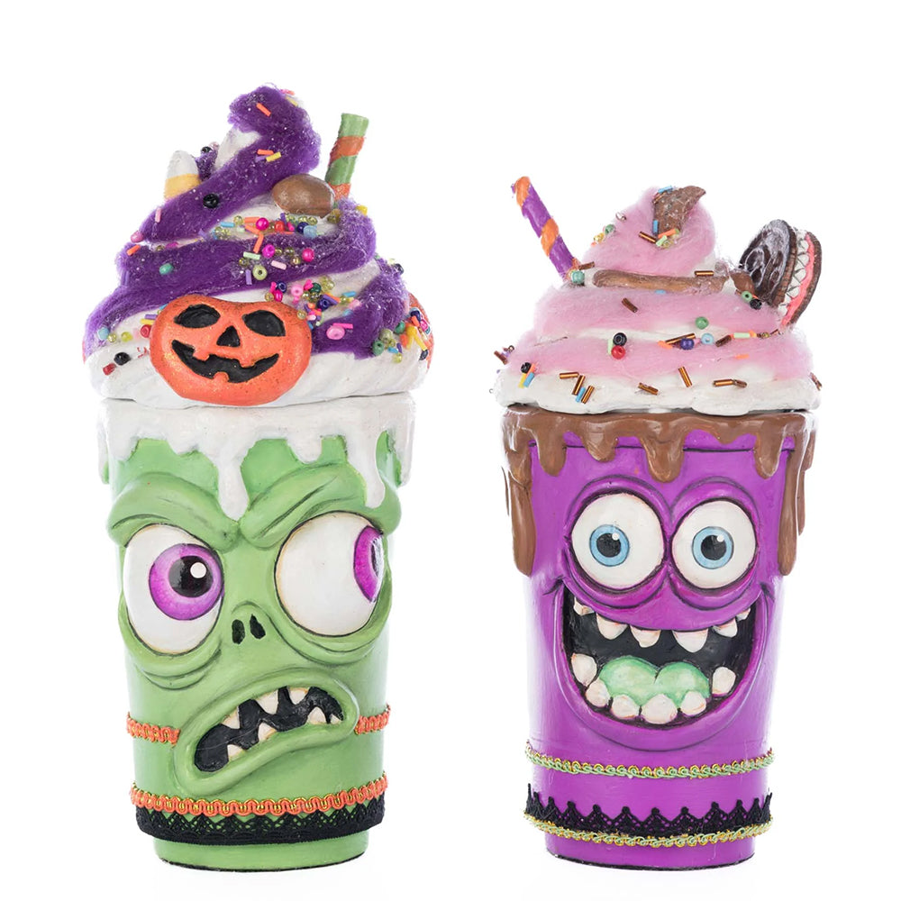 Katherine's Collection Halloween - Ghoulish Gathering - Franken Frap and Monster Mocha - set of 2 - 25cm