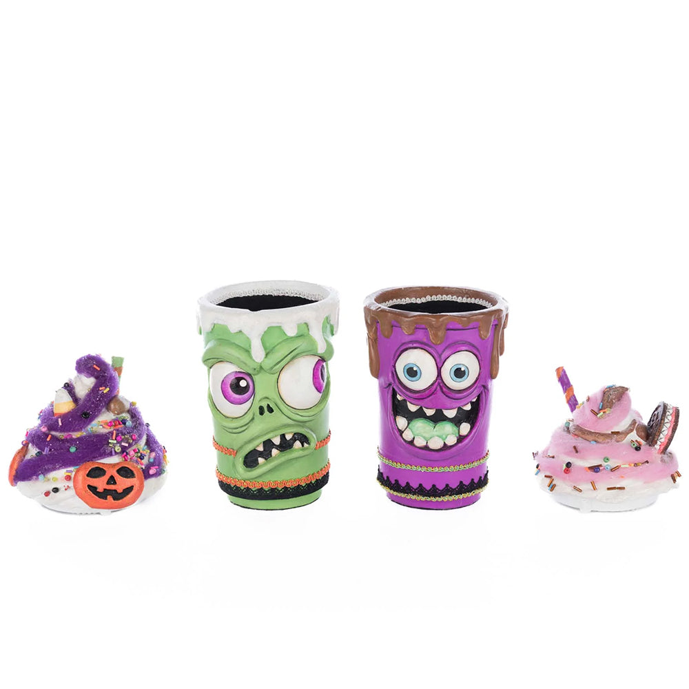 Katherine's Collection Halloween - Ghoulish Gathering - Franken Frap and Monster Mocha - set of 2 - 25cm