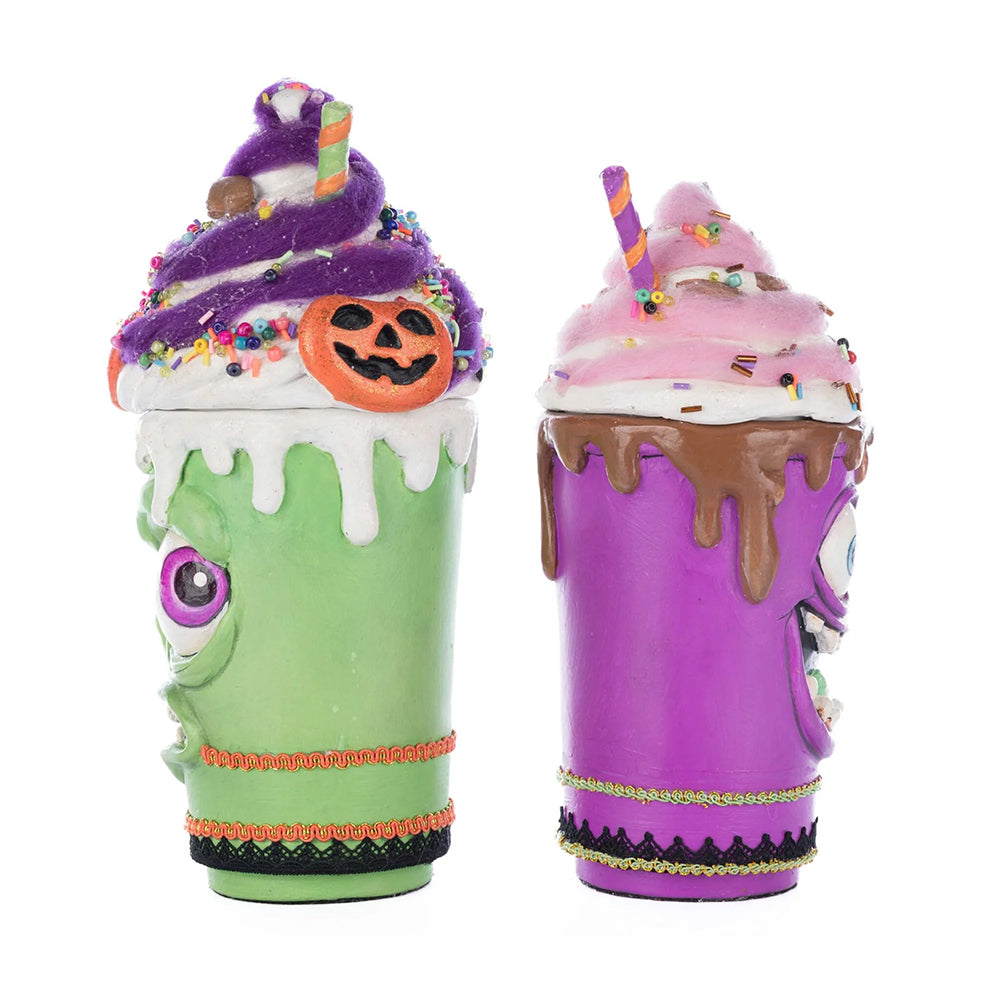 Katherine's Collection Halloween - Ghoulish Gathering - Franken Frap and Monster Mocha - set of 2 - 25cm
