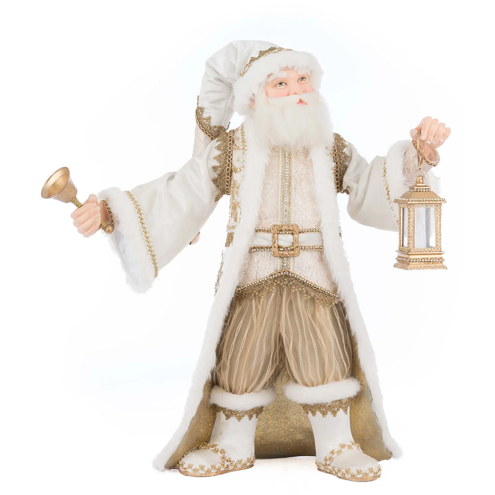 Katherine's Collection Kerst - Bells of Brilliance - Golden Leaf Santa w/ LED Lantern - 44cm