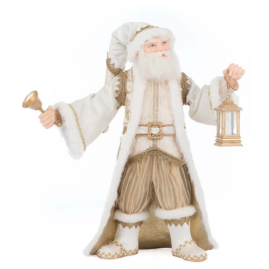 Katherine's Collection Christmas - Bells of Brilliance - Golden Leaf Santa w/ LED Lantern - 44cm