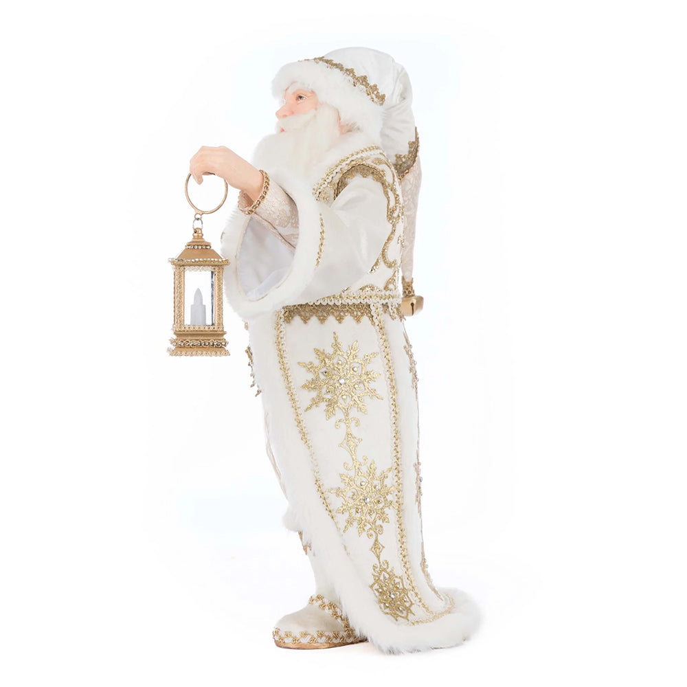 Katherine's Collection Kerst - Bells of Brilliance - Golden Leaf Santa w/ LED Lantern - 44cm