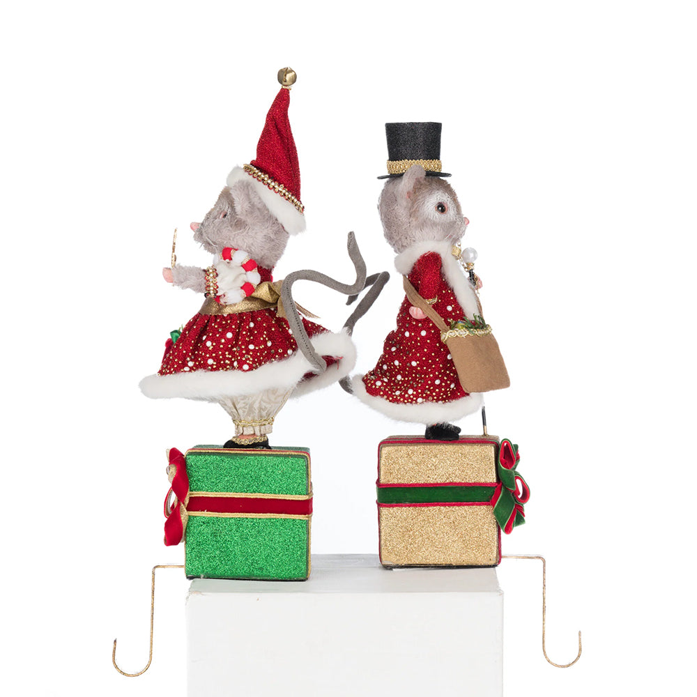 Katherine's Collection Kerst - Royal Christmas Ball - Mouse Stocking Holder - set of 2 - 35cm