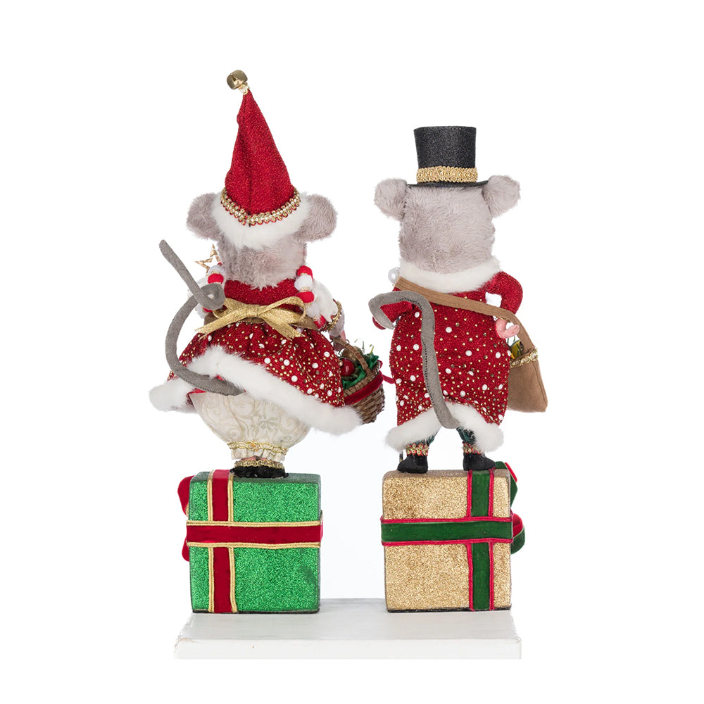 Katherine's Collection Kerst - Royal Christmas Ball - Mouse Stocking Holder - set of 2 - 35cm