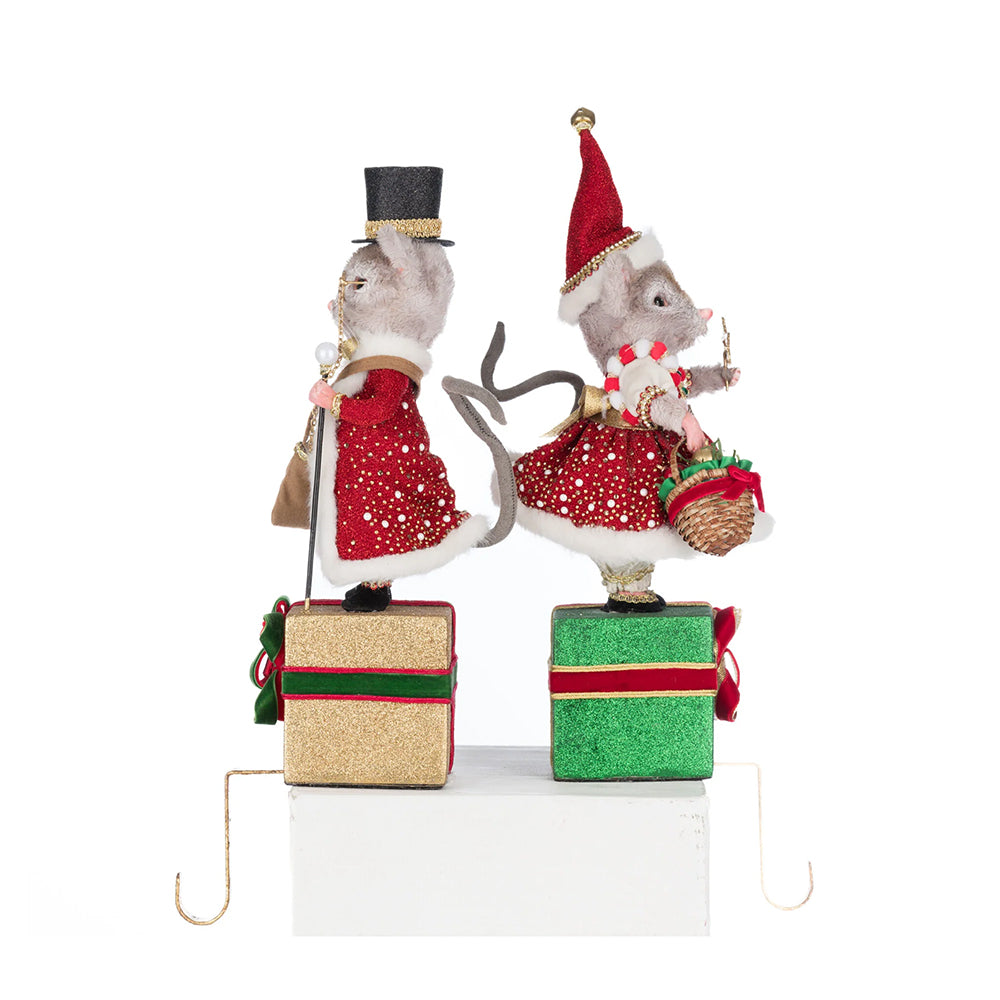 Katherine's Collection Kerst - Royal Christmas Ball - Mouse Stocking Holder - set of 2 - 35cm