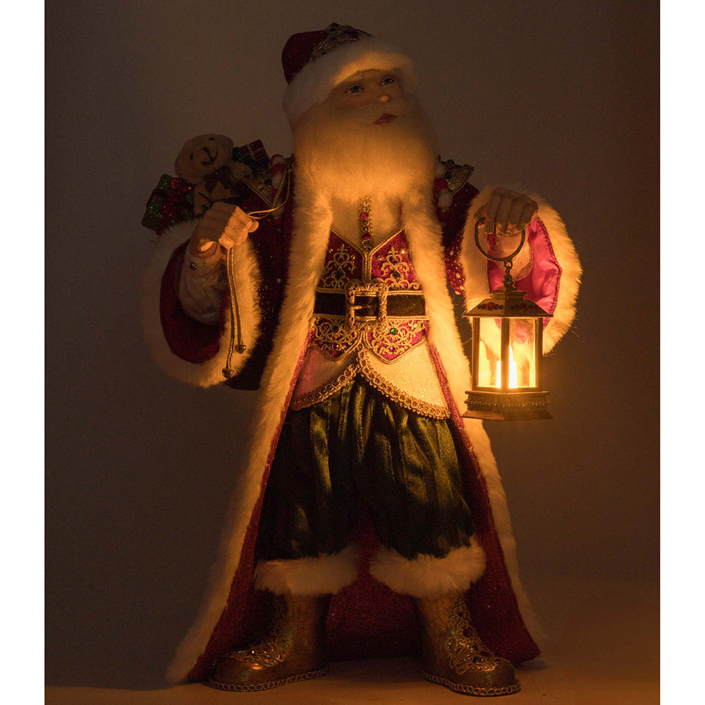 Katherine's Collection Kerst - Royal Christmas Ball - King Christopher Claus with LED Lantern - 46cm