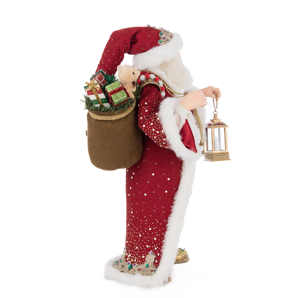 Katherine's Collection Kerst - Royal Christmas Ball - King Christopher Claus with LED Lantern - 46cm