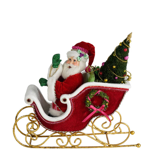 Katherine's Collection Christmas - Merry and Magnificent Christmas - Papa Noel with Sleigh Tabletop - 37cm