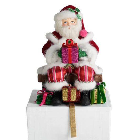 Katherine's Collection Christmas - Merry and Magnificent Christmas - Santa on Chimney Stocking Holder - 22cm