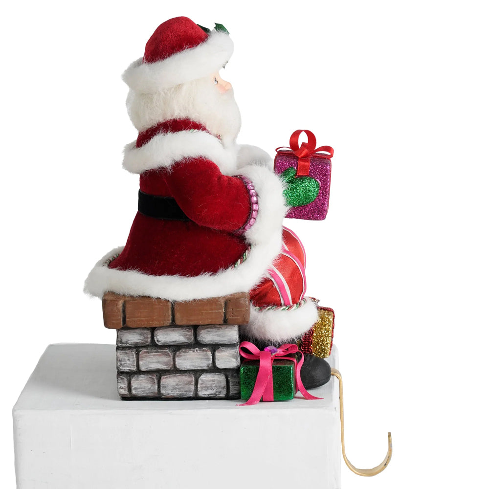 Katherine's Collection Christmas - Merry and Magnificent Christmas - Santa on Chimney Stocking Holder - 22cm