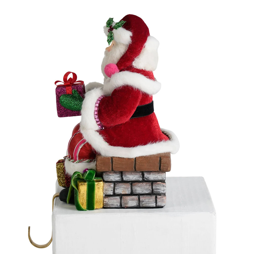 Katherine's Collection Christmas - Merry and Magnificent Christmas - Santa on Chimney Stocking Holder - 22cm