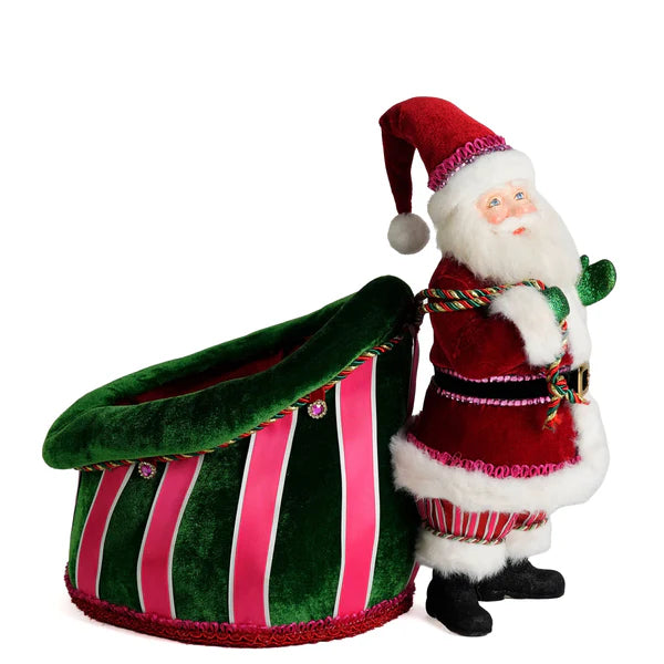 Katherine's Collection Kerst - Merry and Magnificent Christmas - Papa Noel and Bag Candy Holder - 32cm