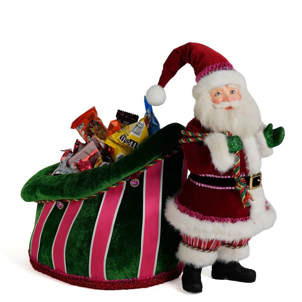 Katherine's Collection Kerst - Merry and Magnificent Christmas - Papa Noel and Bag Candy Holder - 32cm