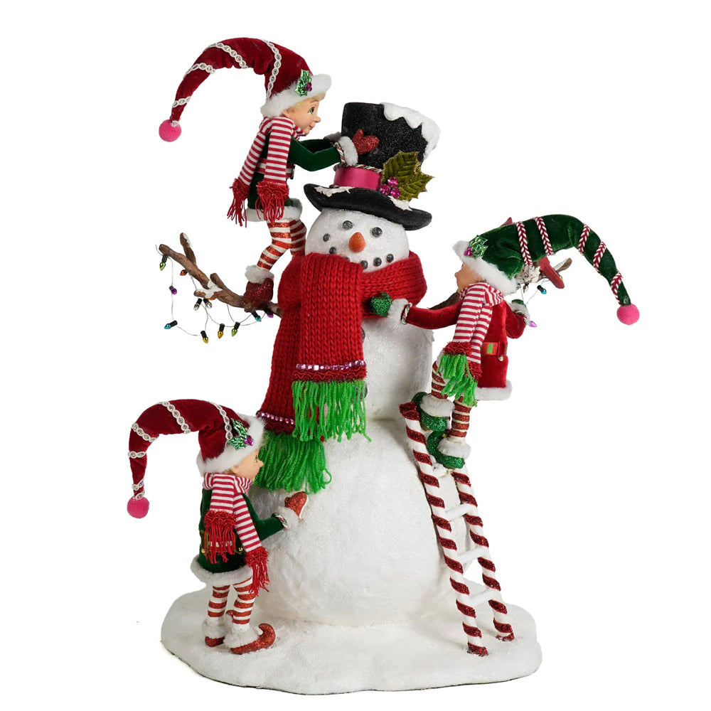 Katherine's Collection Christmas - Merry and Magnificent Christmas - Merry Snowman With Elves - 46cm