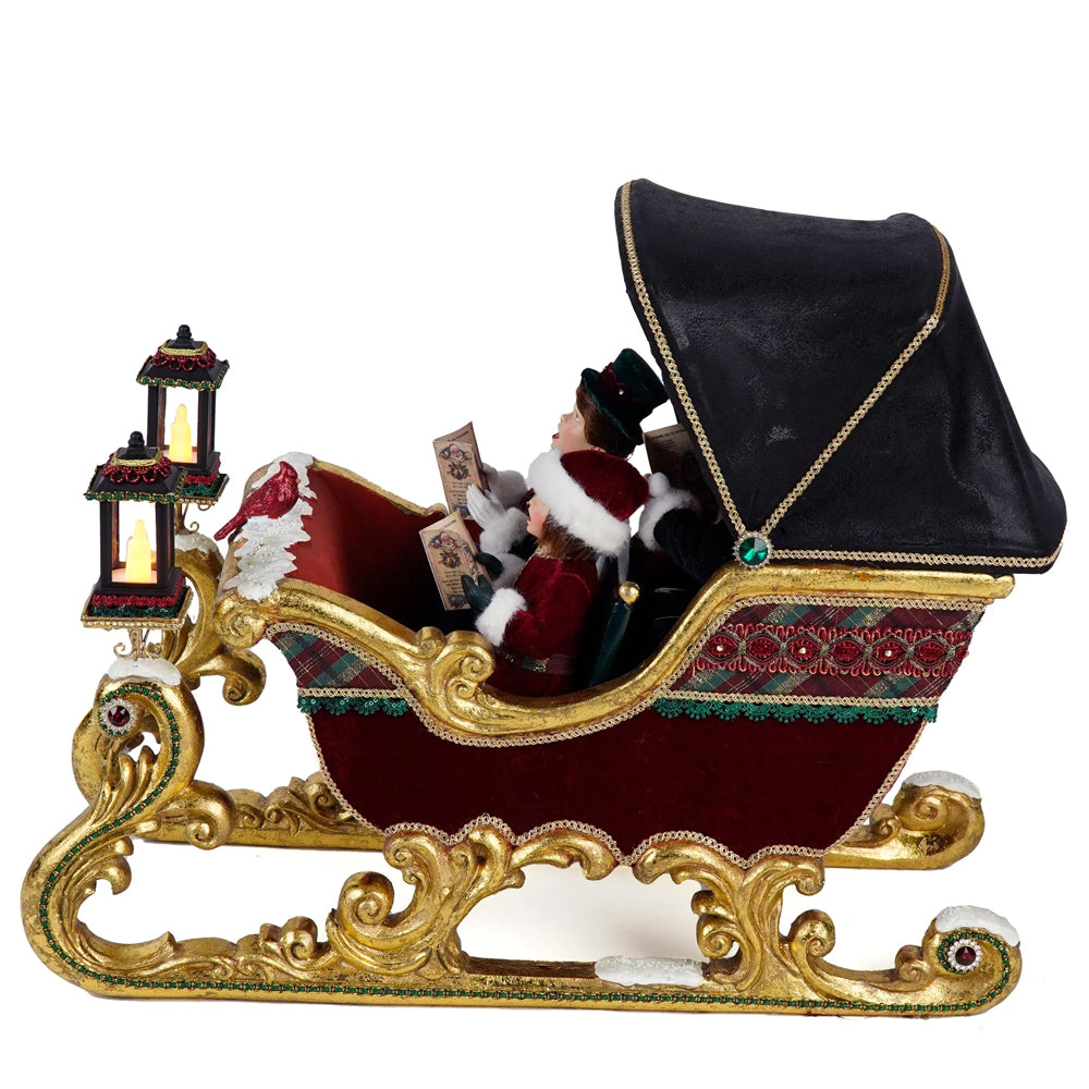 Katherine's Collection Kerst - Timeless Tidings - Carolers in Sleigh - 51cm