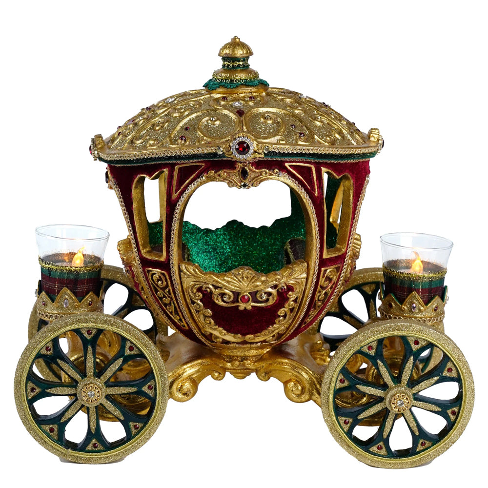 Katherine's Collection Kerst - Timeless Tidings - Carriage Centerpiece with Tea Lights - 36cm