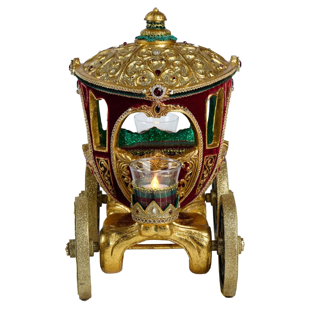 Katherine's Collection Kerst - Timeless Tidings - Carriage Centerpiece with Tea Lights - 36cm