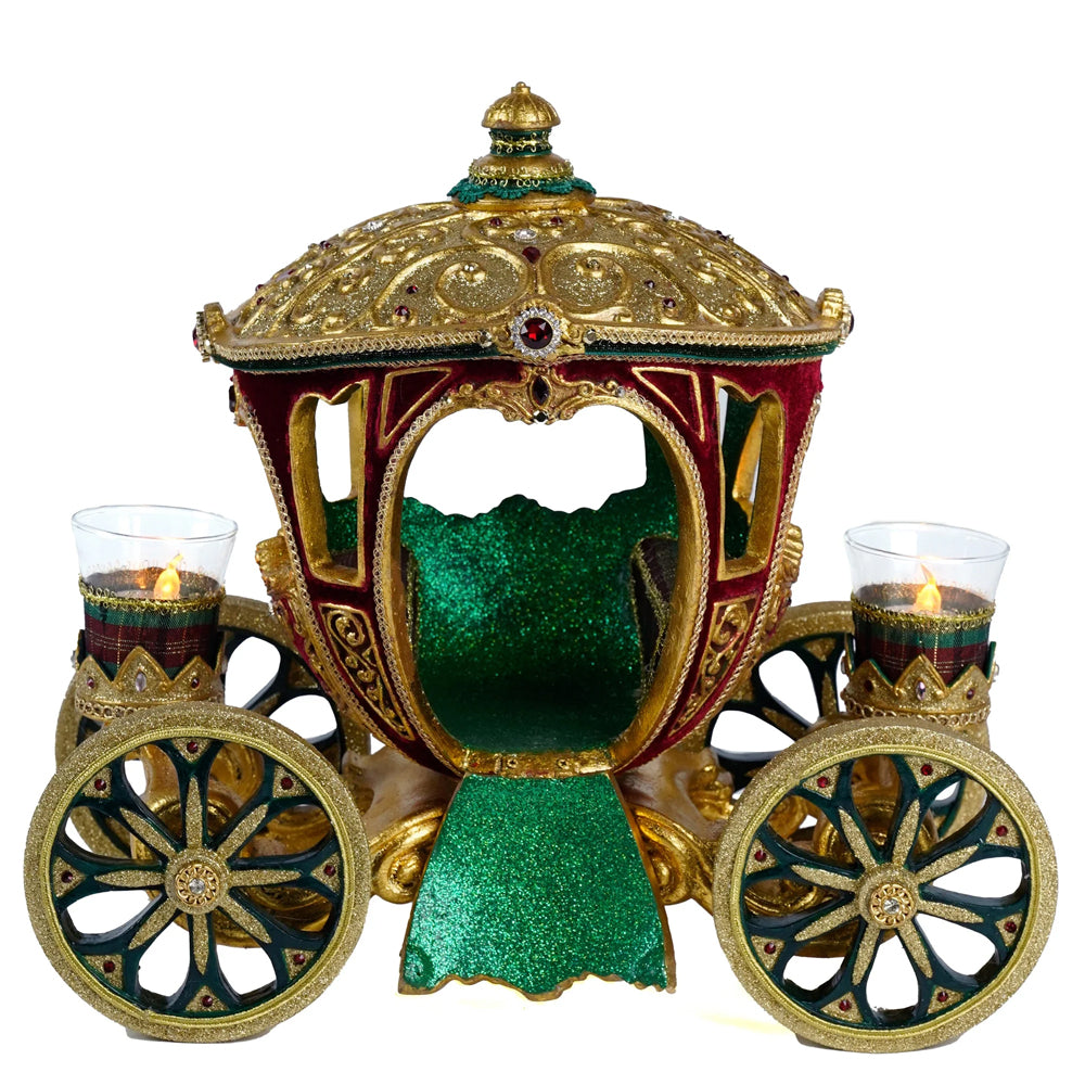 Katherine's Collection Kerst - Timeless Tidings - Carriage Centerpiece with Tea Lights - 36cm