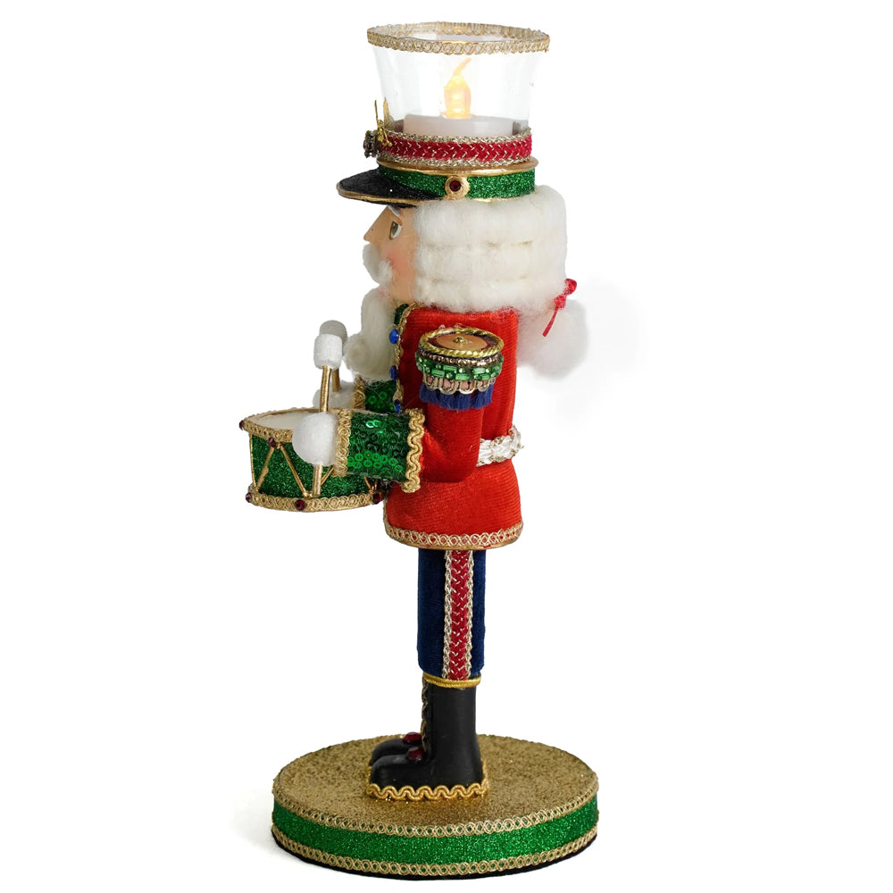 Katherine's Collection Kerst - Toy Soldier - Drumming Nutcracker Votive Holder - 28cm