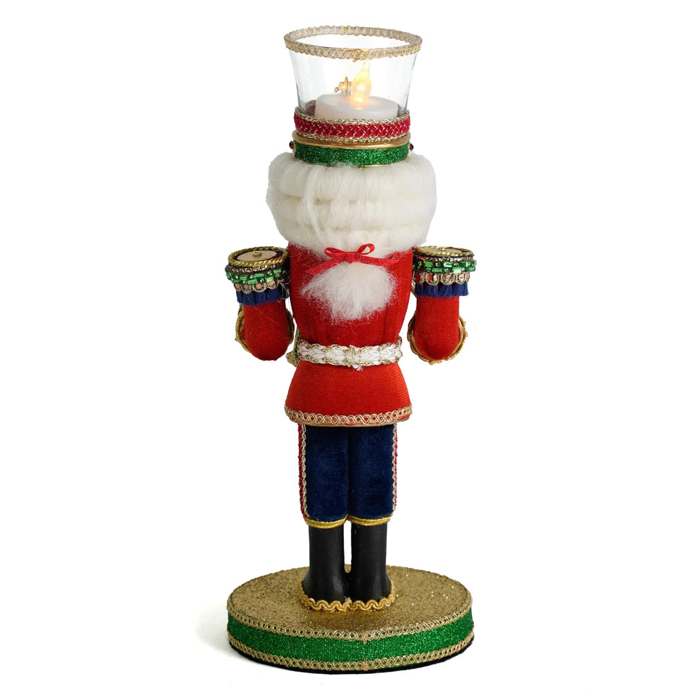 Katherine's Collection Kerst - Toy Soldier - Drumming Nutcracker Votive Holder - 28cm
