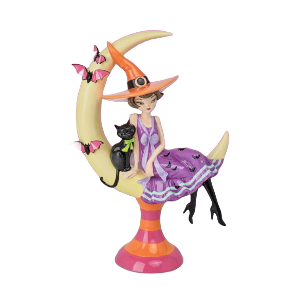 December Diamonds Halloween Decoratie - Heks op Maan - 38cm