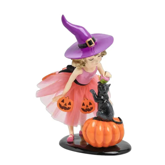 December Diamonds Halloween Decoratie - Heks met Zwarte Kat - 30cm