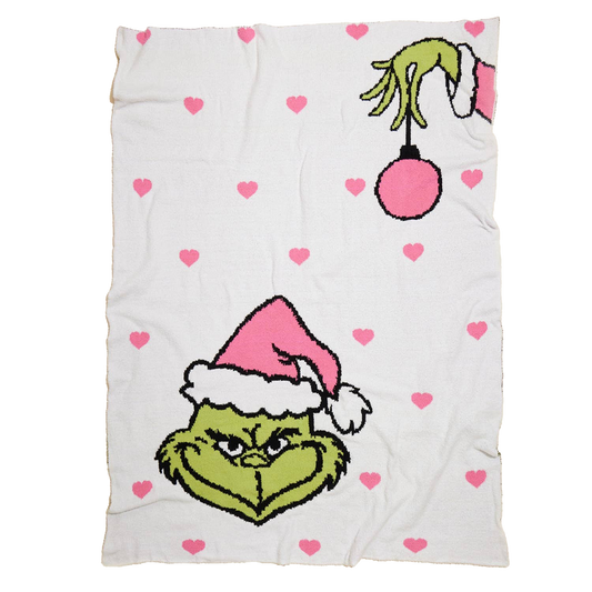 Viv! Christmas Kerst Deken - Groen Monster 'Grinch' met Roze Kerstbal Plaid