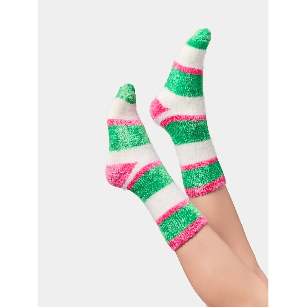 Shiraleah Dames Kerstsokken - Roze-Groen Gestreept
