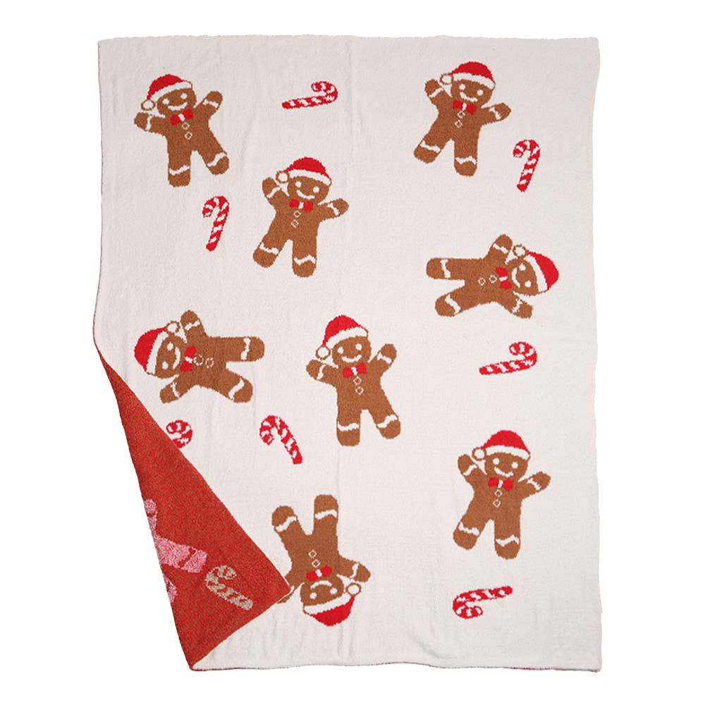 Viv! Christmas Kerst Deken - Gingerbread Man met Rode Candy Canes Plaid
