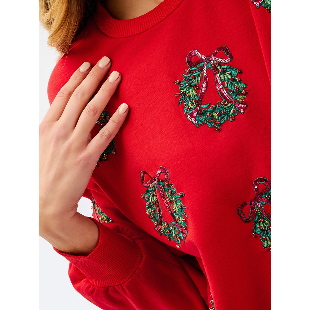Mary Square Kerst Kleding - Dames Kersttrui 'Berry Wreaths'