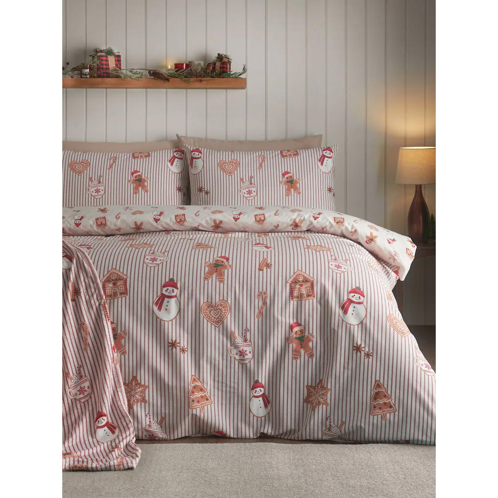 Viv! Christmas Kerst Dekbedovertrek - Gingerbread Stripe - Reversible | Levering ± 2 weken
