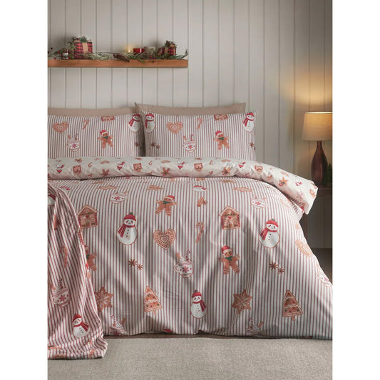 Viv! Christmas Duvet Cover - Gingerbread Stripe - Reversible | Delivery ± 2 weeks