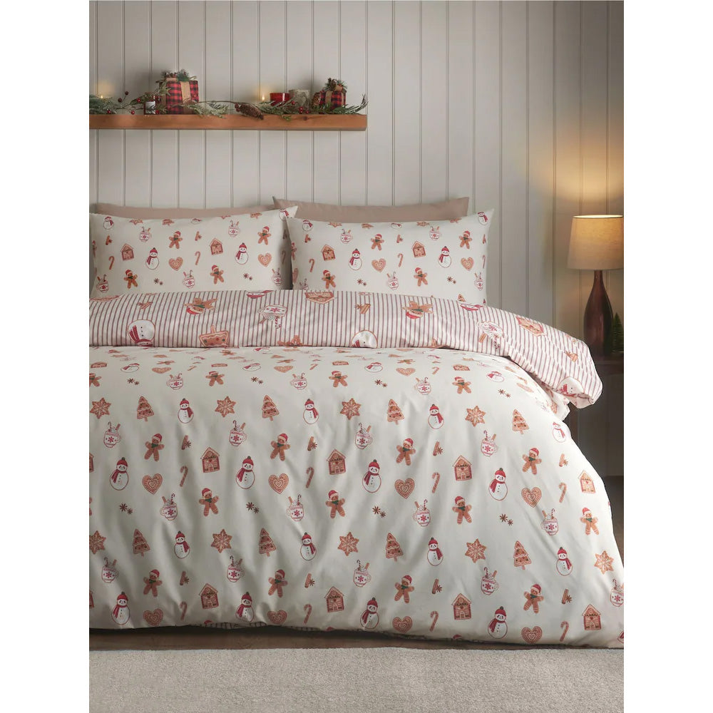 Viv! Christmas Kerst Dekbedovertrek - Gingerbread Stripe - Reversible | Levering ± 2 weken