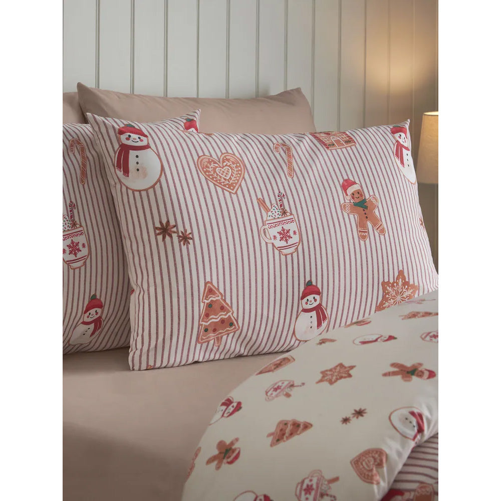 Viv! Christmas Kerst Dekbedovertrek - Gingerbread Stripe - Reversible | Levering ± 2 weken